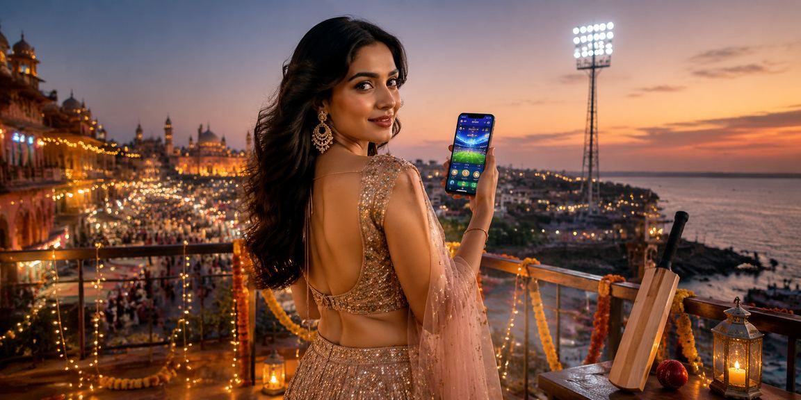 Young player enjoying Teen Patti game on mobile alongside IPL cricket match