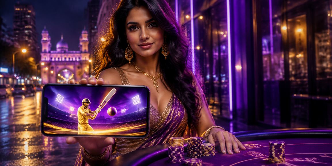 Mumbai cricket fans enjoying online sports betting and casino games on mobile Neon-lit betting lounge in Mumbai with cricket fans using mobile devices